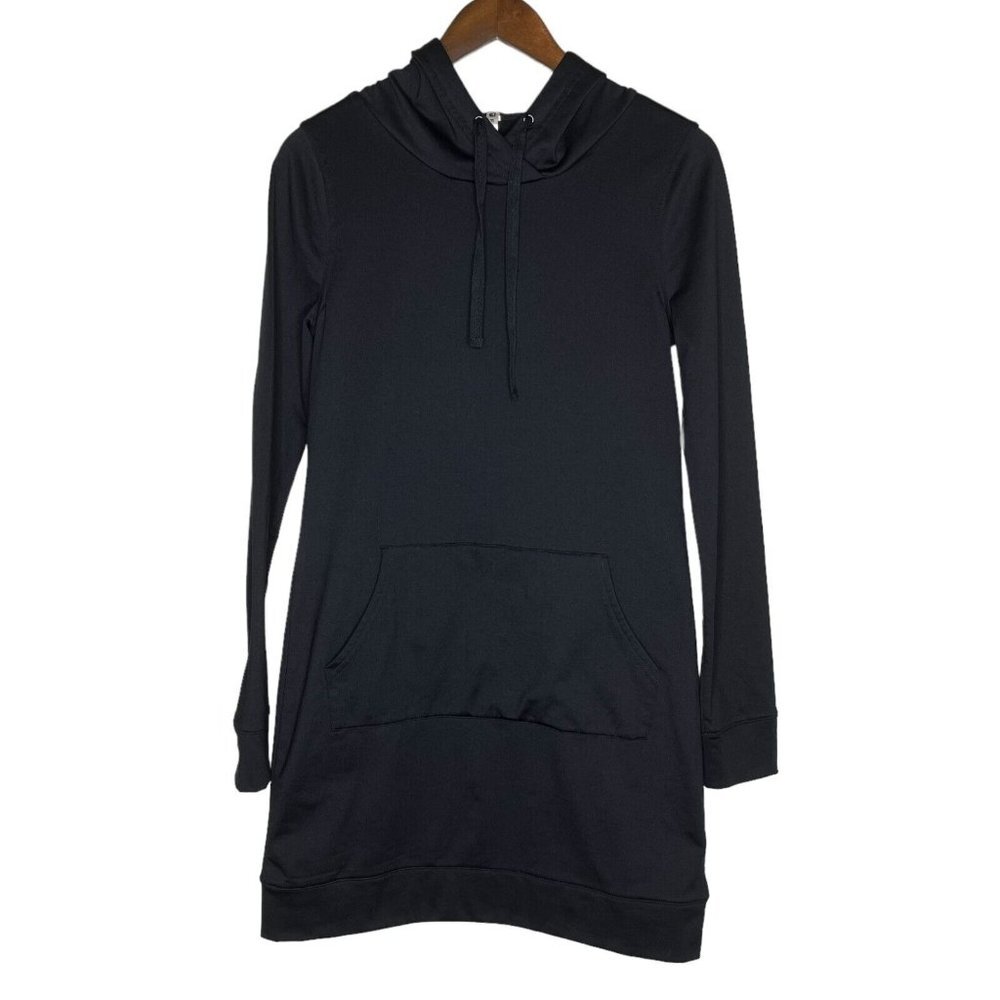 Fabletics‎ Yukon Black Hooded Long Sleeve Sweatshirt Dress Size XS
